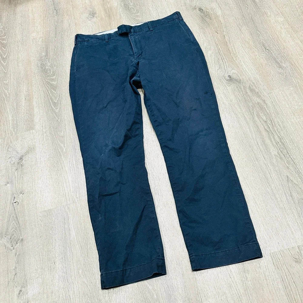 Polo Ralph Lauren‎ Pants Mens 38x32 Navy Stretch Straight Chino Pants Trousers
